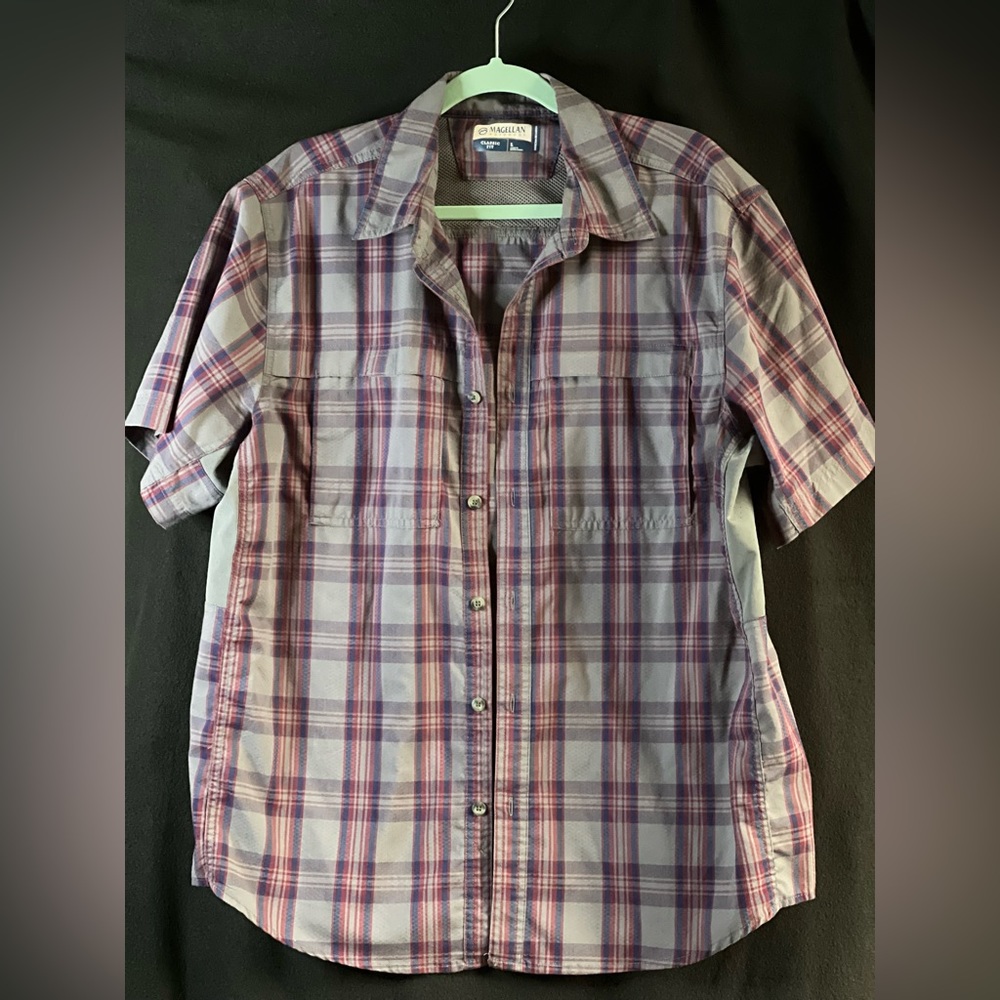 Magellan Men’s Shortsleeved Plaid Sport Shirt (Sz Lg)